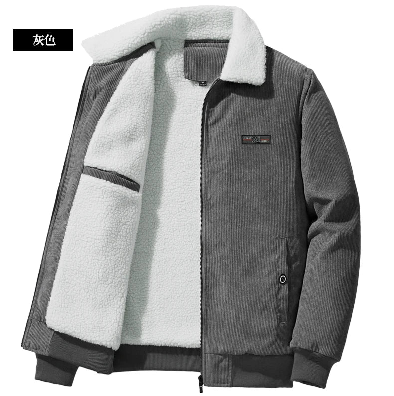Jacket Mens autumn Winter New mens jacket collar Solid color Corduroy Jackets men business casual coat Men's coats M-4XL 5XL2202