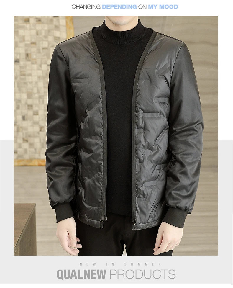 Men's Long Wool Coat High Quality Trendy Fashion Handsome Solid Color Wool Trench Coat with Removable Thickened down Inner Liner