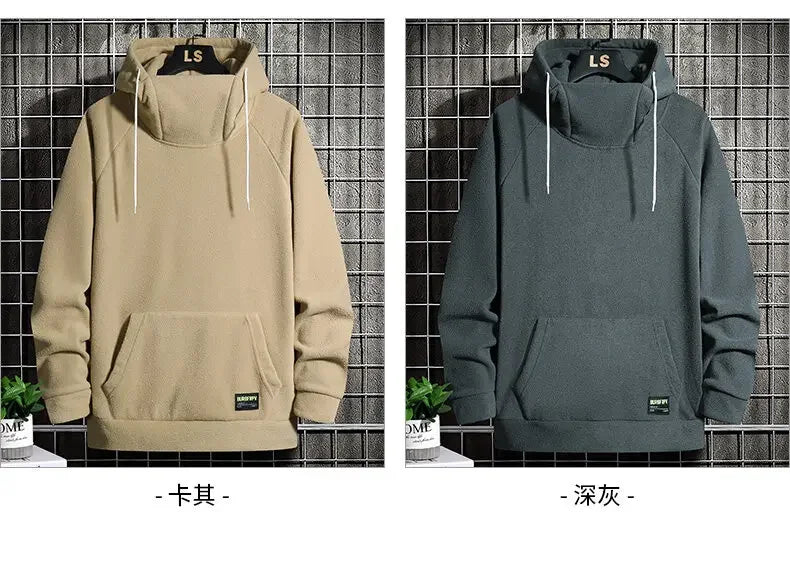 2026 Men's Thick Polar Fleece Sweatshirt Paired Couple Y2k Streetwear Autumn Winter Hood Sports Black Windproof Oversized Hoodie