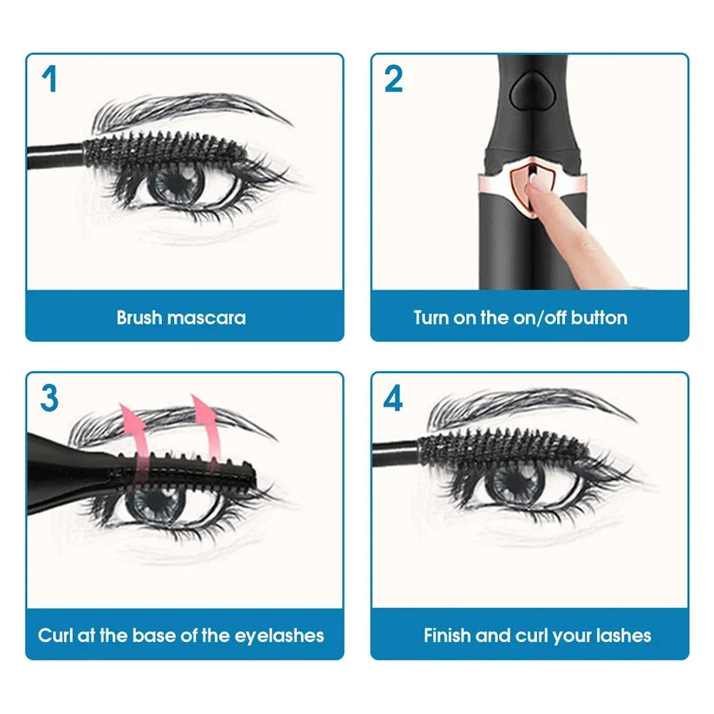 Portable Heated Eyelashes Curling Tool, Natural Fake Eye Lash, Beauty Supplies, USB, 3 Temperature Mode