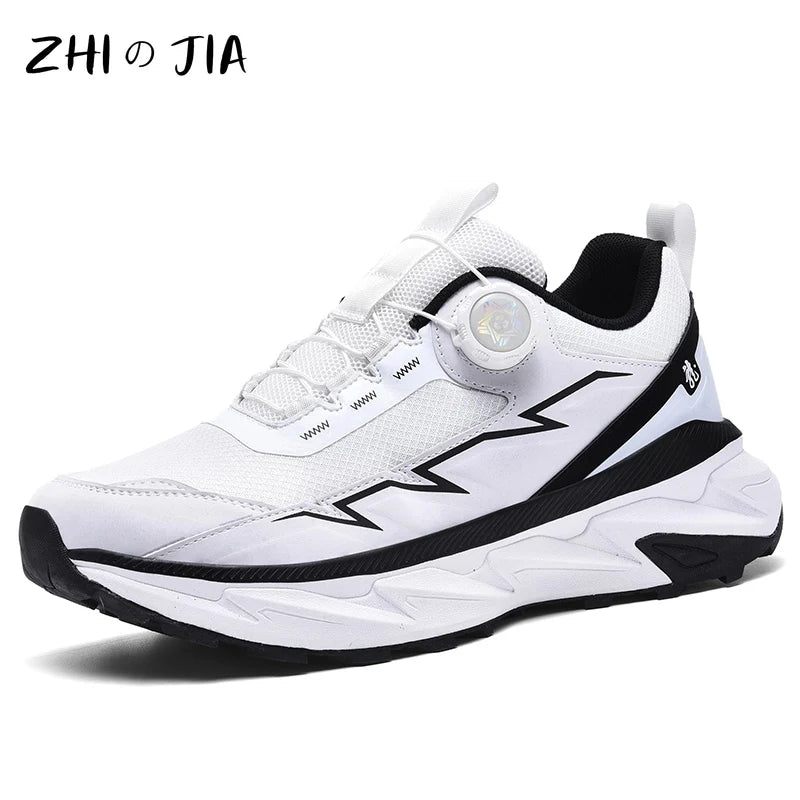 Spring Summer Large Rotating Buckle Mesh Breathable Sneakers Men's Running Shoes Fashion Casual Shoes 39-48