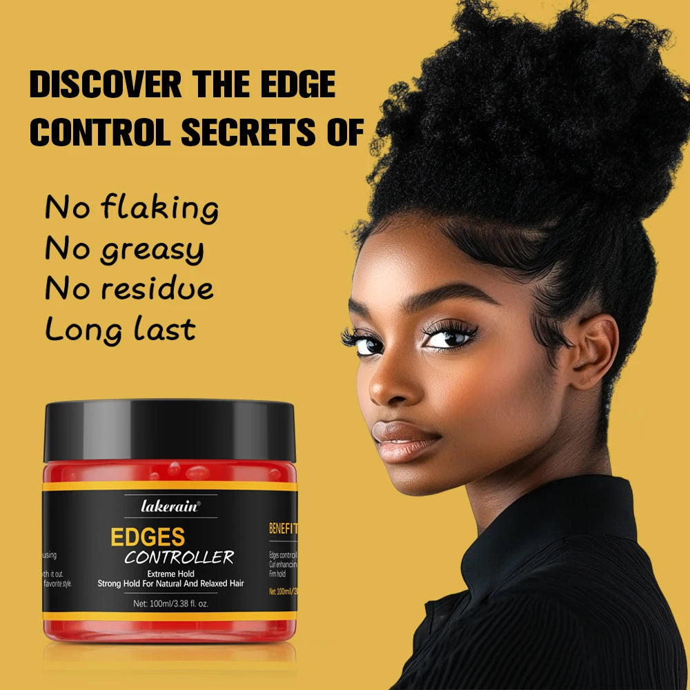 100ml/3.38 fl. oz. Edge Control Hair Gel Strong Hold Thick Edges Styling Gel Non-Greasy Non-Flaking Hair Gel For All Hair Types