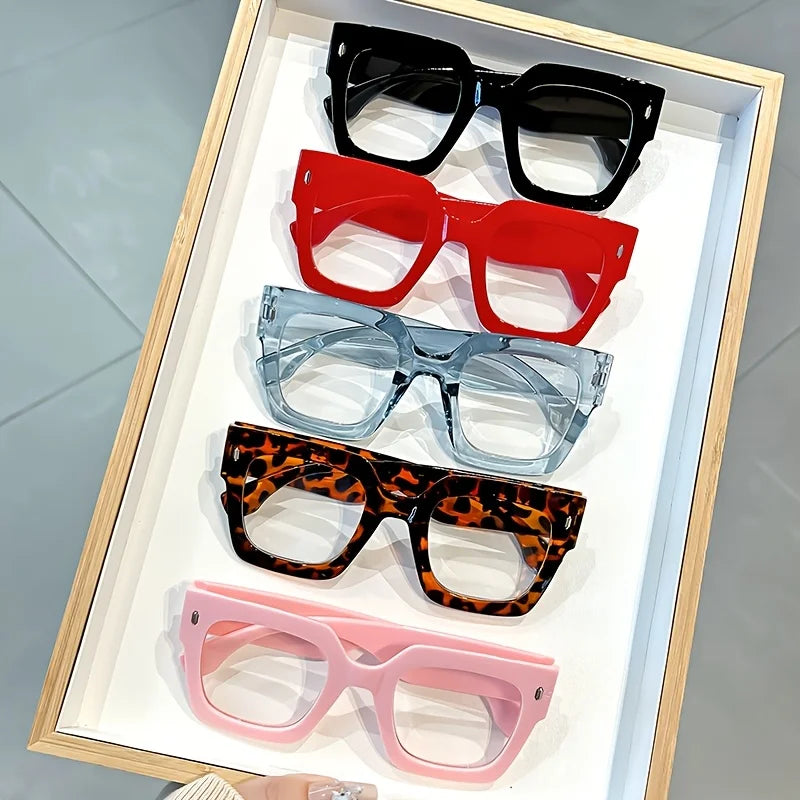 Vintage Glasses Square Full Rim Spectacles Unisex, Anti-Reflective Coating, Fashionable Transparent Lenses, Daily Wear Eyewear