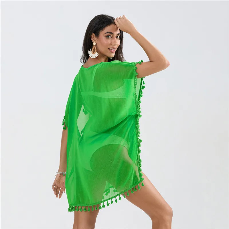 Summer Beach Cover Up For Women Lace Hollow Crochet Swimsuit Beach Dress