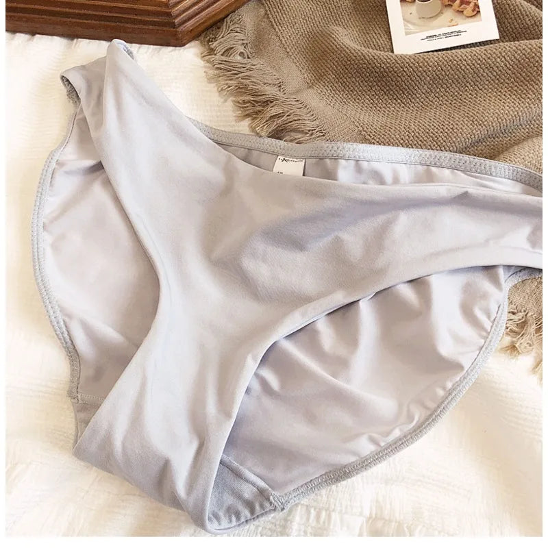 9 Color Women Seamless Panties Sexy Low Waist Milk Silk Comfort Breathable Briefs Buttock Cover Basic Shorts Ladies Lingerie