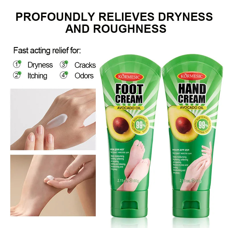 KORMESIC Avocado Hand Foot Cream Moisturizing Nourishing Anti-Wrinkle Hydrating Hands and Feet Skin Care
