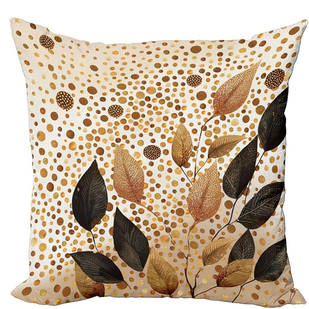 Golden - Brown Leaf Shadows, Autumn - themed PillowcasesBedroom Sofa Decorative Cushion Cover with Zipper Pillowcase
