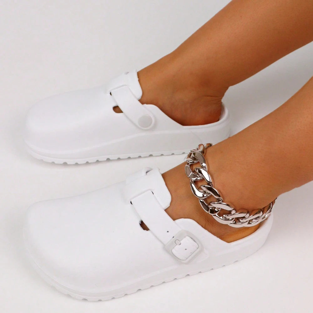 Spring Summer 2024 New Women's Flat Solid Color Closed Toe Anti-slip Quick Dry Garden Clogs Comfortable Shoes