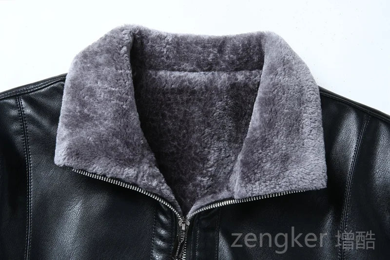 Large size men's PU leather jacket male tide winter extra large men loose man leather jacket fleece 7XL 6XL waterproof jacket