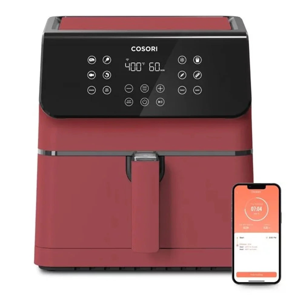 5.8 Quart Smart Air Fryer 12 Cooking Functions Voice Control App Compatible Dishwasher Safe Basket Healthy Cooking with 200