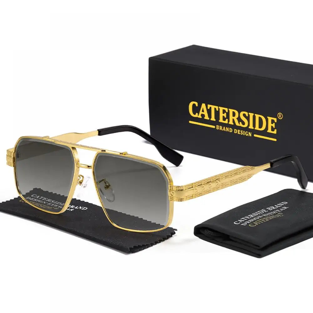 CATERSIDE Men's Luxury Sunglasses High-Quality Metal Frame Sun Glasses Fashion Women's Outdoor Travel Decoration Glasses Uv400