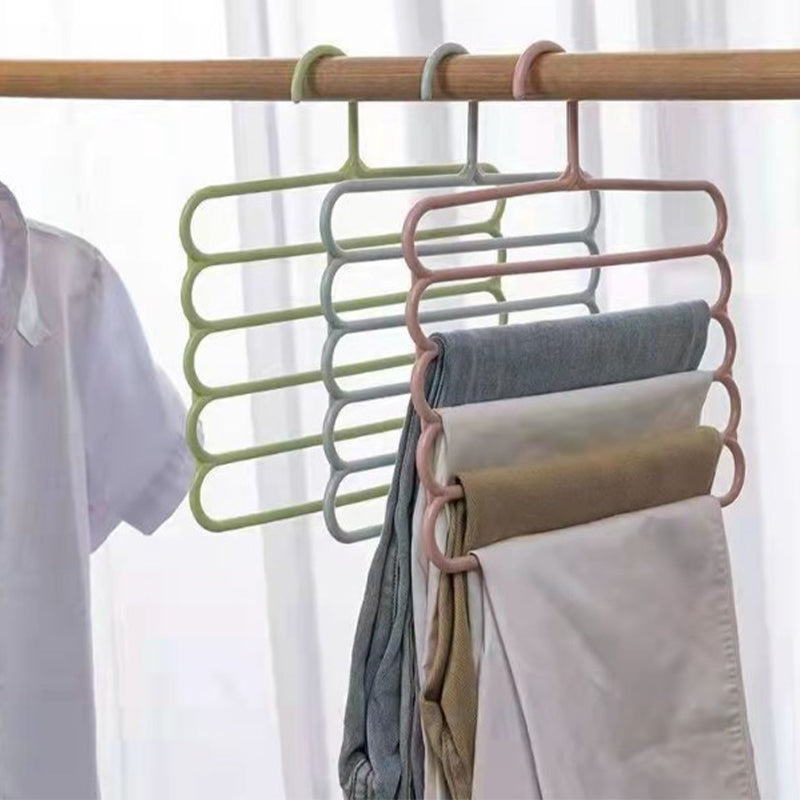 Clothes Hangers Trousers Hangers Holders Closet Storage Organizers 5 Layers Pants Towel Scarfs Racks Storage Organization