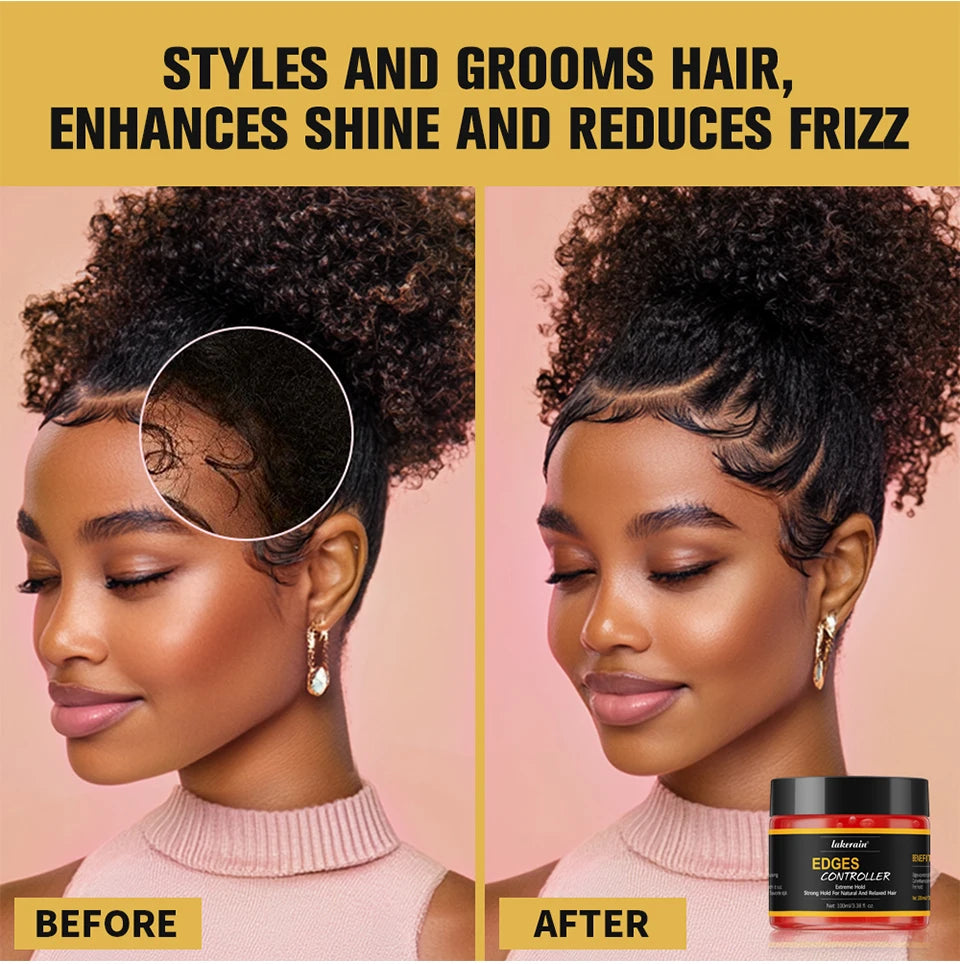 100ml/3.38 fl. oz. Edge Control Hair Gel Strong Hold Thick Edges Styling Gel Non-Greasy Non-Flaking Hair Gel For All Hair Types