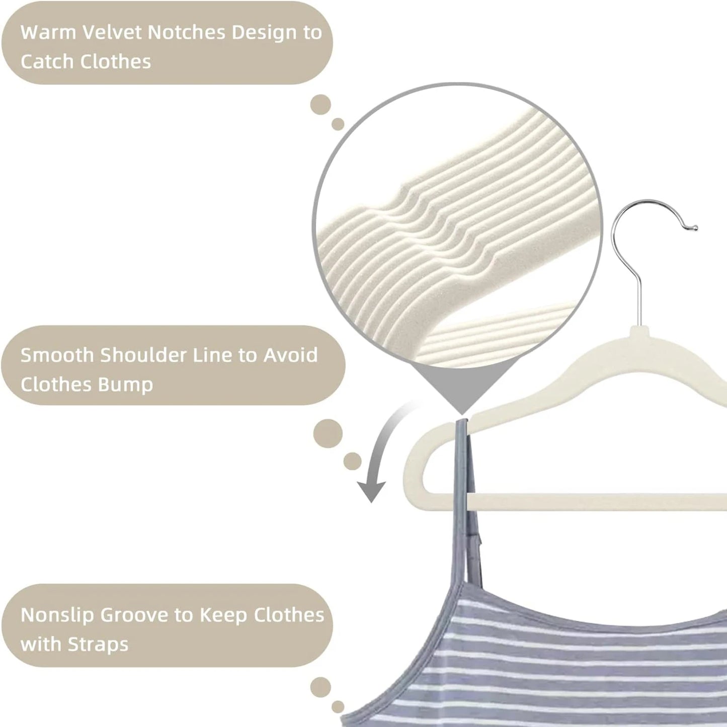 Pack of 10-Children's Velvet Non-Slip Hanger, Slim and Space Saving - 360° Swivel Hooks,Durable Junior Hanger