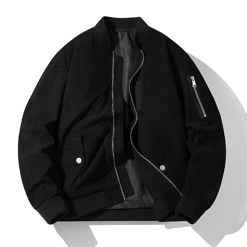 Men's Baseball Suit Spring and Autumn Fashion Loose Corduroy Trendy High Street Stand up Collar Coat Men Versatile Flying Jacket
