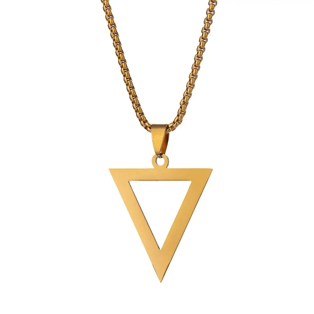 TOHM Trendy Stainless Steel Inverted Triangle Pendant Chain Simple Choker Necklace For Women Jewelry Father Mother's Day Gift