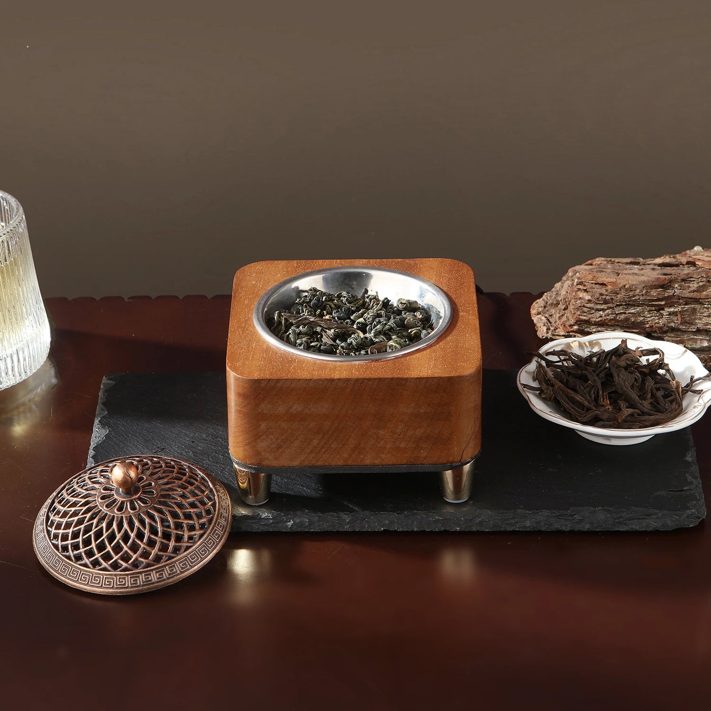 Electronic Incense Burner Wooden Essential Oil Burner Timing Adjustable Temperature Wax Melts Warmer Agarwood Incense Burner
