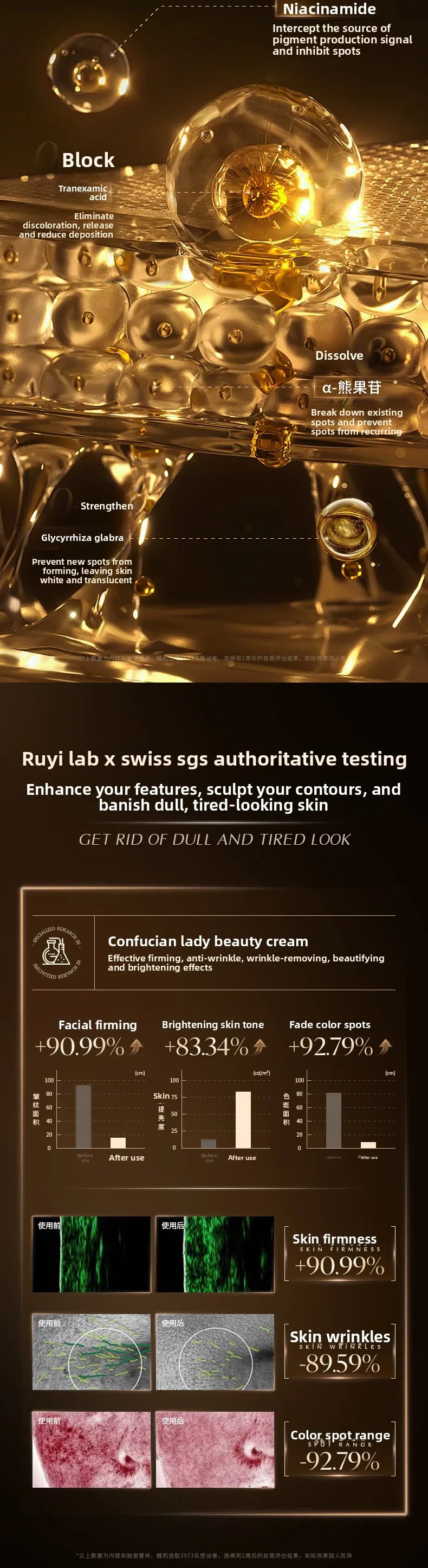 RUYI Noble Lady Cream Nude Makeup Firming Brightening Moisturizing Anti-wrinkle Concealing Natural Face Cream Beauty Skin Care