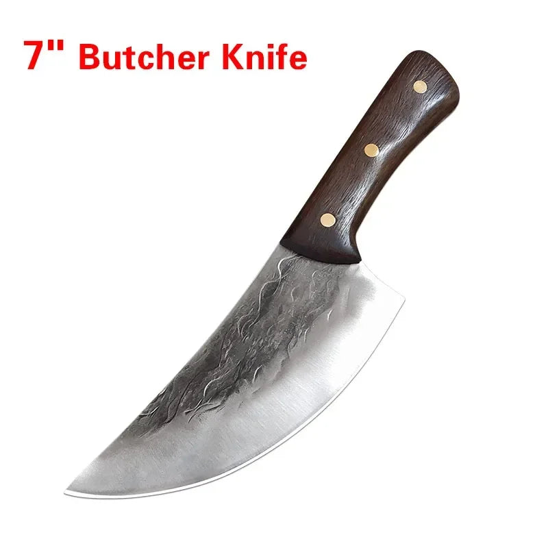 Wood Handle Kitchen Boning Knives Meat Cleaver Vegetable Bone Chop Butcher Knife Stainless Steel Professional Hand Forged Knives