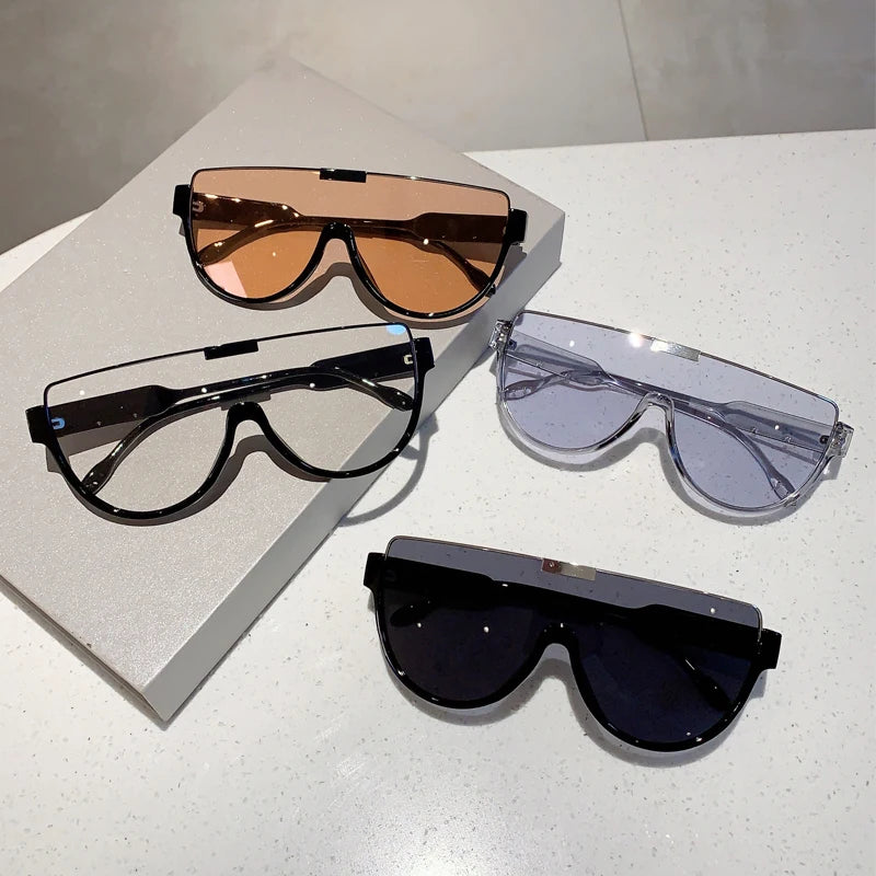 KAMMPT Vintage Semi-round Sunglasses Women Fashion Monoblock Outdoor Goggle Shades Ins Trending 2023 New Design UV400 Eyewear