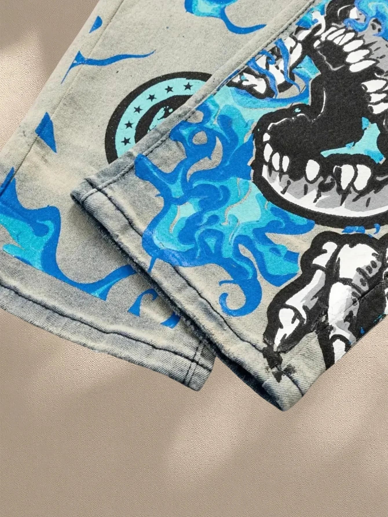 Y2K Men's Denim Jeans  Trendy Print  Expresses Personal Style  Elastic and Breathable Fabric  Best selling with Free Shipping