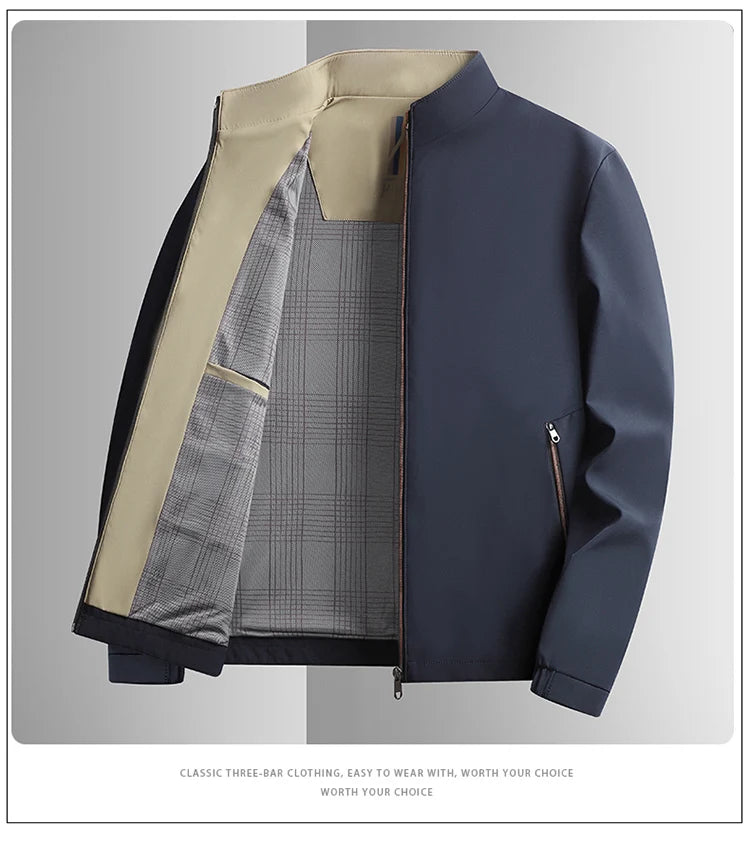 Business Casual Jackets for Men Stand Collar Solid Color Jacket Autumn Korean Work Wear Mens Windbreaker Jacket Winter Coats Men