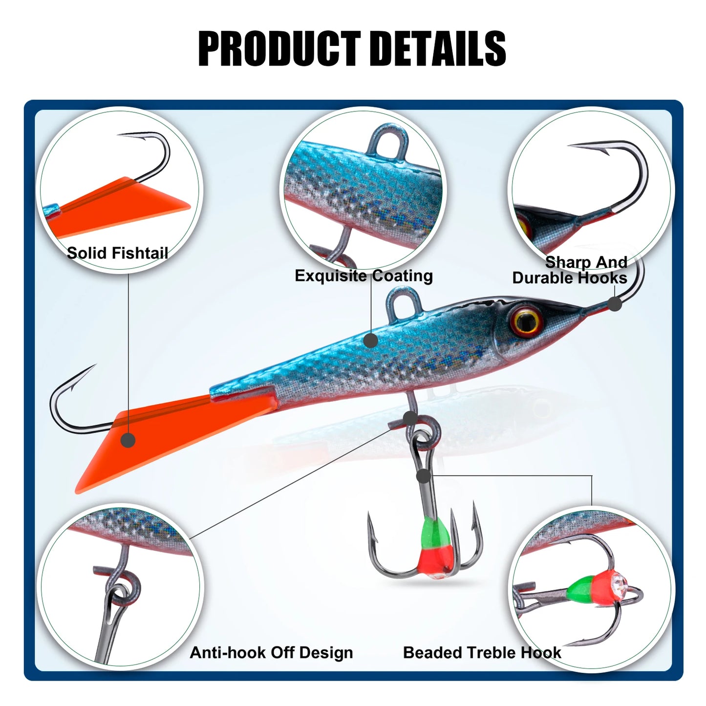 Goture 40mm 12g Winter Ice Fishing Lure Balancer 3D Eyes Jig Bait Artificial Hard Lure Jigging Balanced Fishing Bait Wobbler Set
