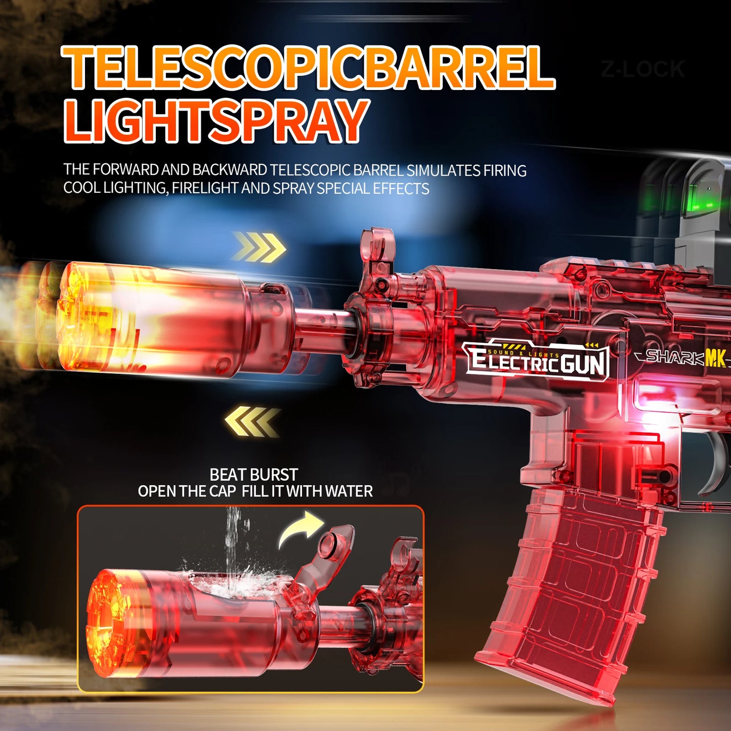 2025 Kids Hot Selling Electric Spray & Water Gun Simulates Sound Light Gun Toys Outdoor Activities Spray Vibration Gun Toys