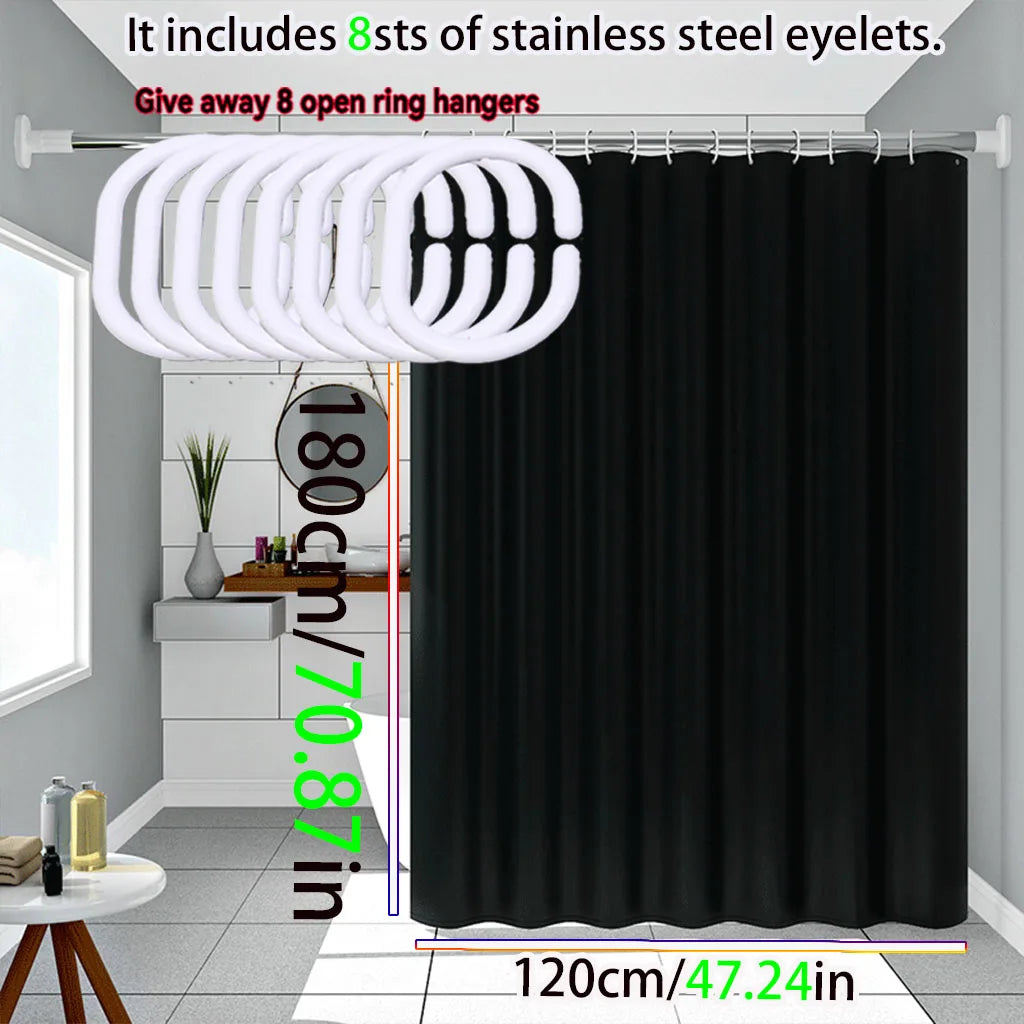 Bathroom Shower Curtain PEVA Waterproof Bathtub Bathing Curtains Easy Clean and Wipe Mildew Proof Shower Curtains with Hooks