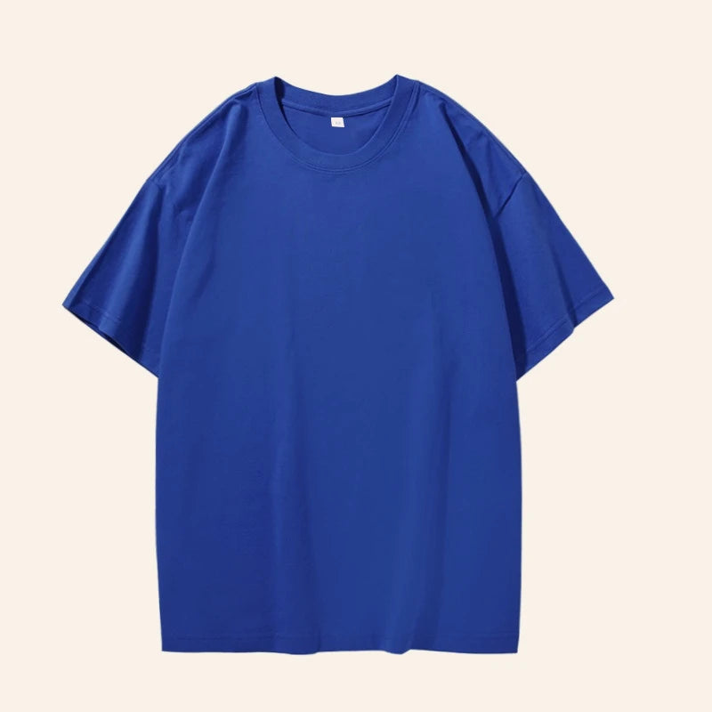 Plus Size Four-season Pure Cotton Solid Color T-shirt Couples Featuring Long Sleeves Dropped Shoulders Custom-made Cultural