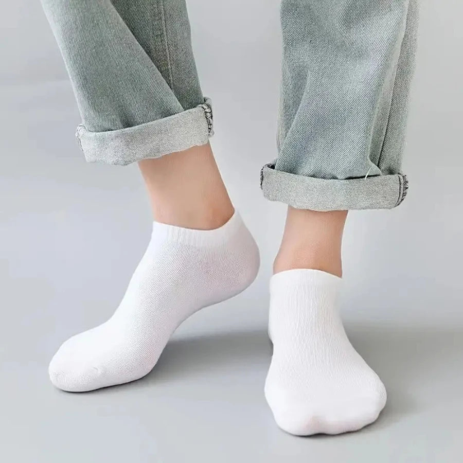 20 Pairs Men's Boat Socks Business Sport Sweat Absorption Mature Summer Autumn Solid Color Non Pilling Versatile Ankle Socks ﻿