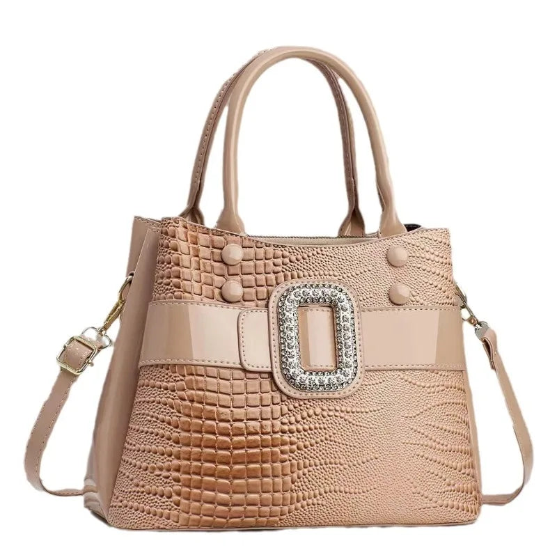 Fashionable New Women's 3-Layer Handbag Trendy Bright Leather Shoulder Bag Large Capacity Crossbody City Commuter Tote Bag Women