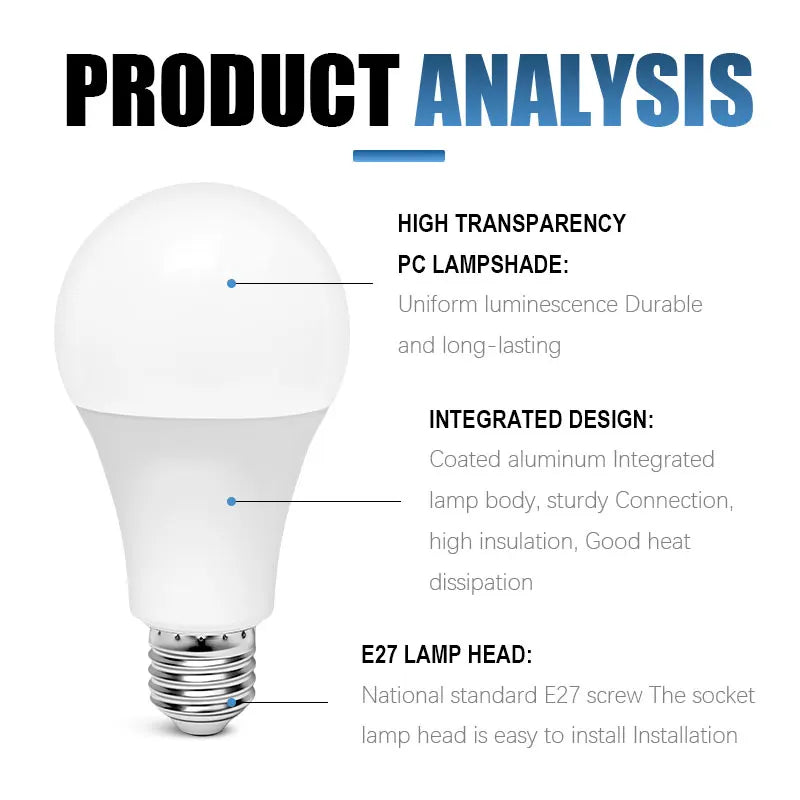 4PCS LED bulbs E27 AC220V indoor bulbs Cool white and Warm white power 20W 18W 15W 12W 9W 6W smd2835 Lampada Living LED Bombilla