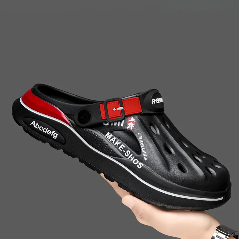 Summer Men Clogs Non-slip Thick-soled Casual Shoes Outerwear Beach Soft-soled Baotou Slippers Men's Slippers Sandals