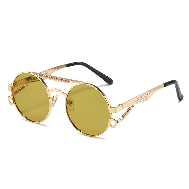 SHAUNA Retro Metal Double Bridges Round Sunglasses Women Fashion Gradient Mirror Eyewear Men Trending Punk Spring Sun Glasses