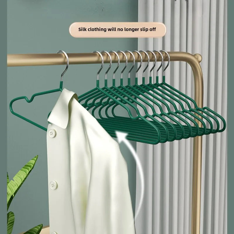 10pcs Non-Slip Coated Metal Suit Coat Hangers Heavy Duty Clothes Hangers Metal Shirt Jacket Hanger with Round Notches for Dress