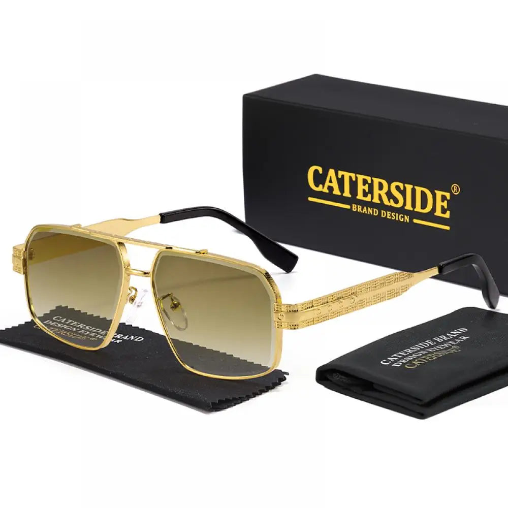 CATERSIDE Men's Luxury Sunglasses High-Quality Metal Frame Sun Glasses Fashion Women's Outdoor Travel Decoration Glasses Uv400