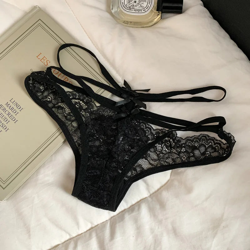 Women's Panties Solid Color Lace Panties Hollow Design Breathable Mesh Lingerie Sexy Underwear For Women