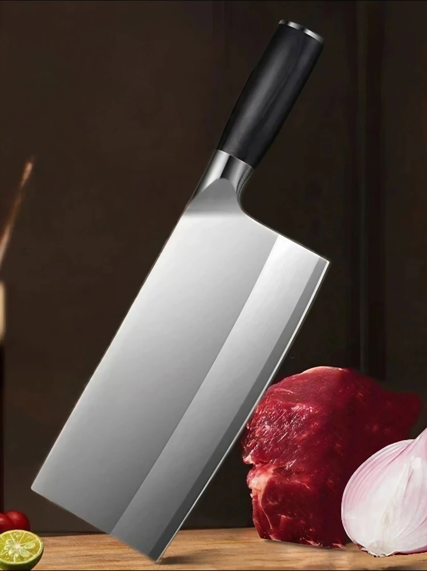 Professional Multi-Purpose Kitchen Knife Set,Chef'S Special Ultra-Sharp Meat Knife Cleaver Black Wood Handle Chopping Knife