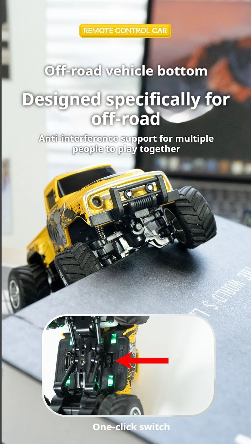 Little Monster 1/64 Rc Car Mini 2.4Ghz Remote Control Cars with Cool Spray Painting Pattern Rc Off-road Vehicle Boy’s Toys Gifts