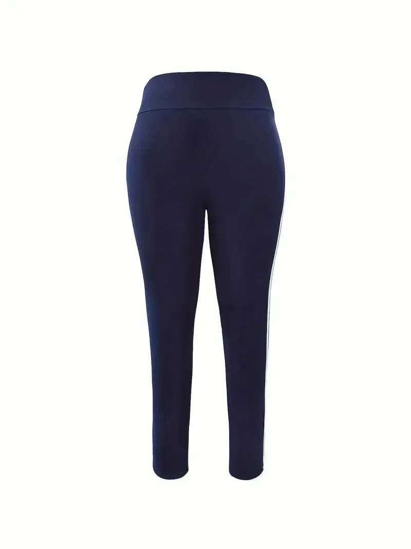 Women 1XL-5XL Plus Size Fashion Striped Leggings Pants Ladies Casual Slim Sports Pants Running Pants