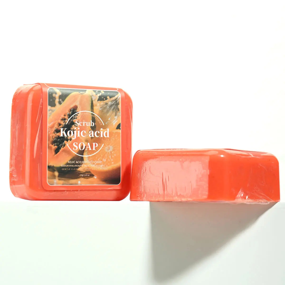 70g Natural Kojic Acid Papaya Soap with Glycerin Deep Cleansing Brighten Skin Sweet Orange Scented Bar for Facial & Body Care