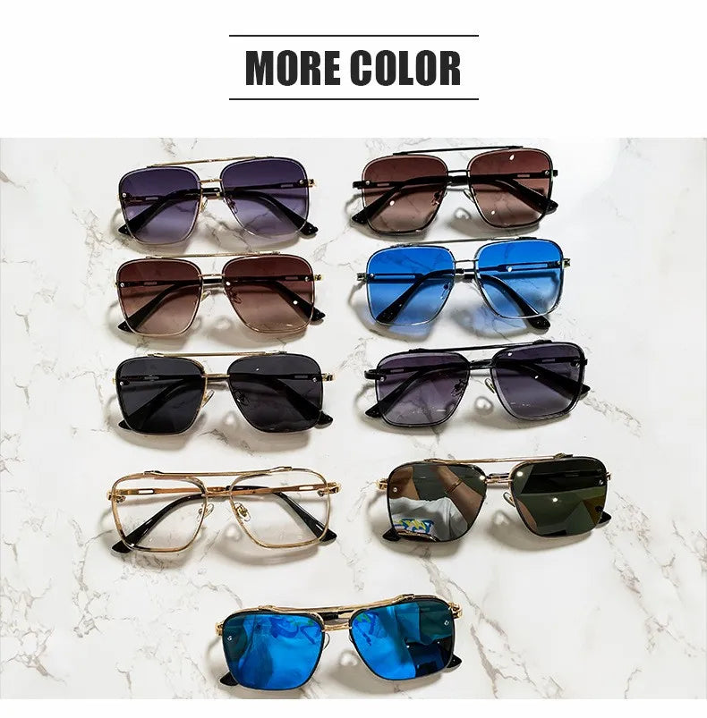 Square Sunglasses Men Metail Frame Glasses Resin Lens Male Sun Glasses Driving Travel Outdoor Eyewears Oculos De Sol UV400