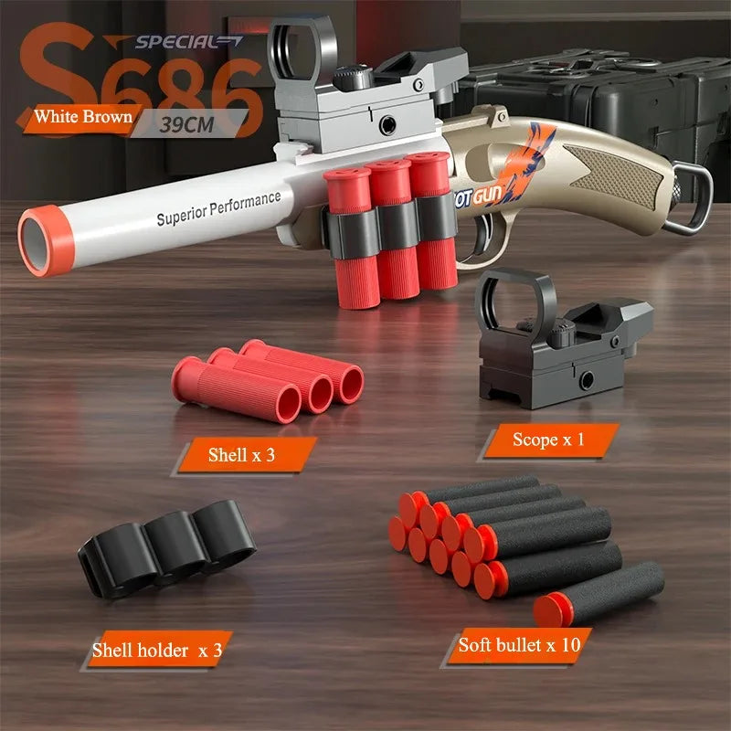 S686 Spray Shell Soft Bullet Gun Can Be Fired Toy Gun Manually Loaded Outdoor Sport CS Game Weapon for Children Boys Gift