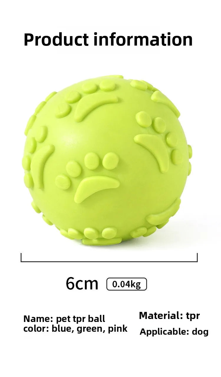 Durable Chew Resistant Squeaky Paw Print Ball Dog Toy - Pet Dental Teething Bite Proof Fetch Ball with Grippy Texture for Puppy
