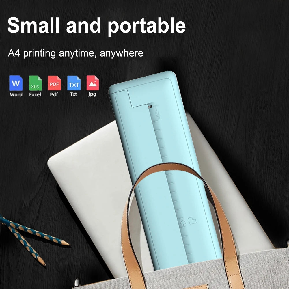 Portable Mini Thermal Printer Wireless Bluetooth A4 Paper Printer Built-in 1000mAh Battery Mini Pocket Printer for Journal Photo