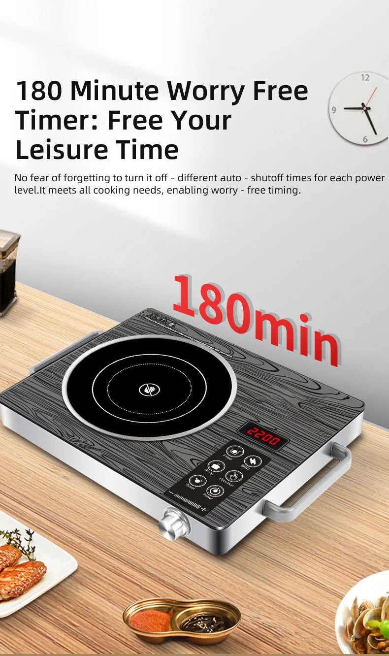 2200W Electric Ceramic Stove Cooktop Tea Maker Electric Hot Plate Heater Stove Heating Furnace Tea Stove Home Water Boiler 220V