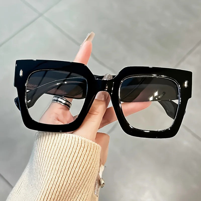 Vintage Glasses Square Full Rim Spectacles Unisex, Anti-Reflective Coating, Fashionable Transparent Lenses, Daily Wear Eyewear