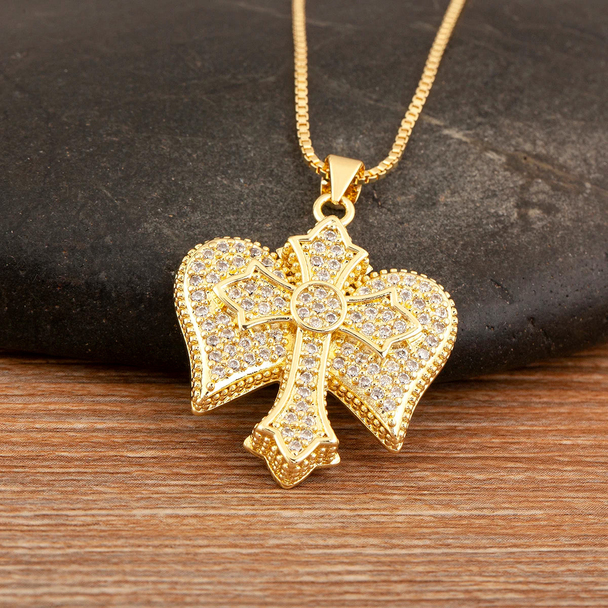 Nidin New Trendy Personality Design Cross Pendant Necklace For Women Men Shiny Crystal Zircon Charm Jewelry Daily Party Gifts