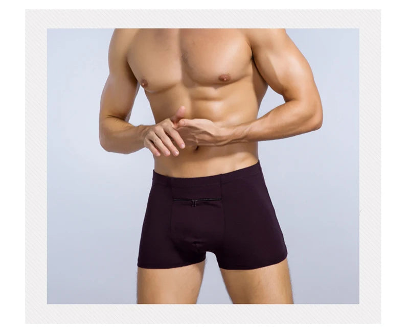 Plus Size 7XL Men's Theft-Proof Underwear Front Double Zipper Pocket Men Panties Modal Comfortable Breathable Sexy Boxer Shorts